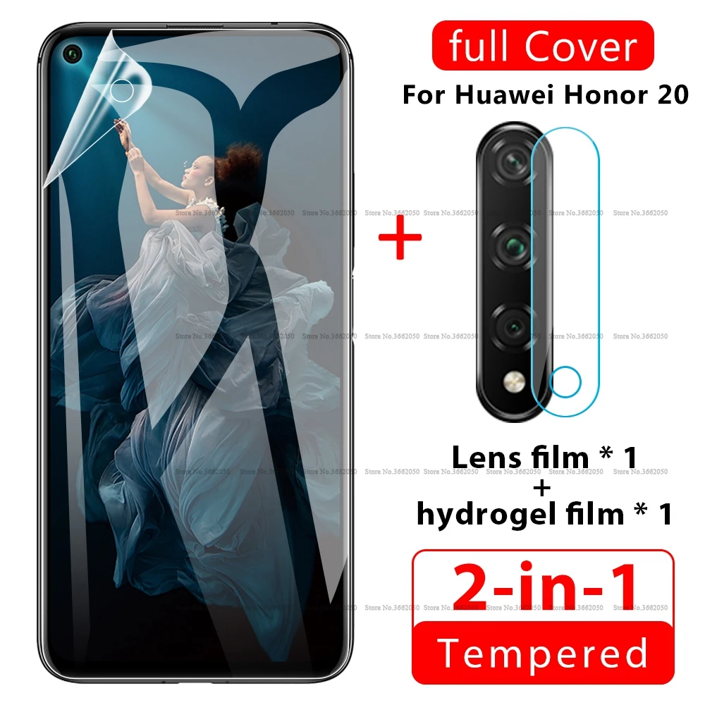 Мягкая Гидрогелевая пленка 2 в 1 для Huawei Honor 9X 20 V30 Pro 8X 8C 10 V20 прозрачная камеры