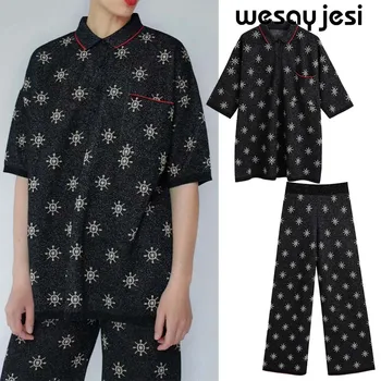 

High street fashion two piece set women outfit office lady short sleeve +pants 2 piece set tracksuit for women ropa de mujer