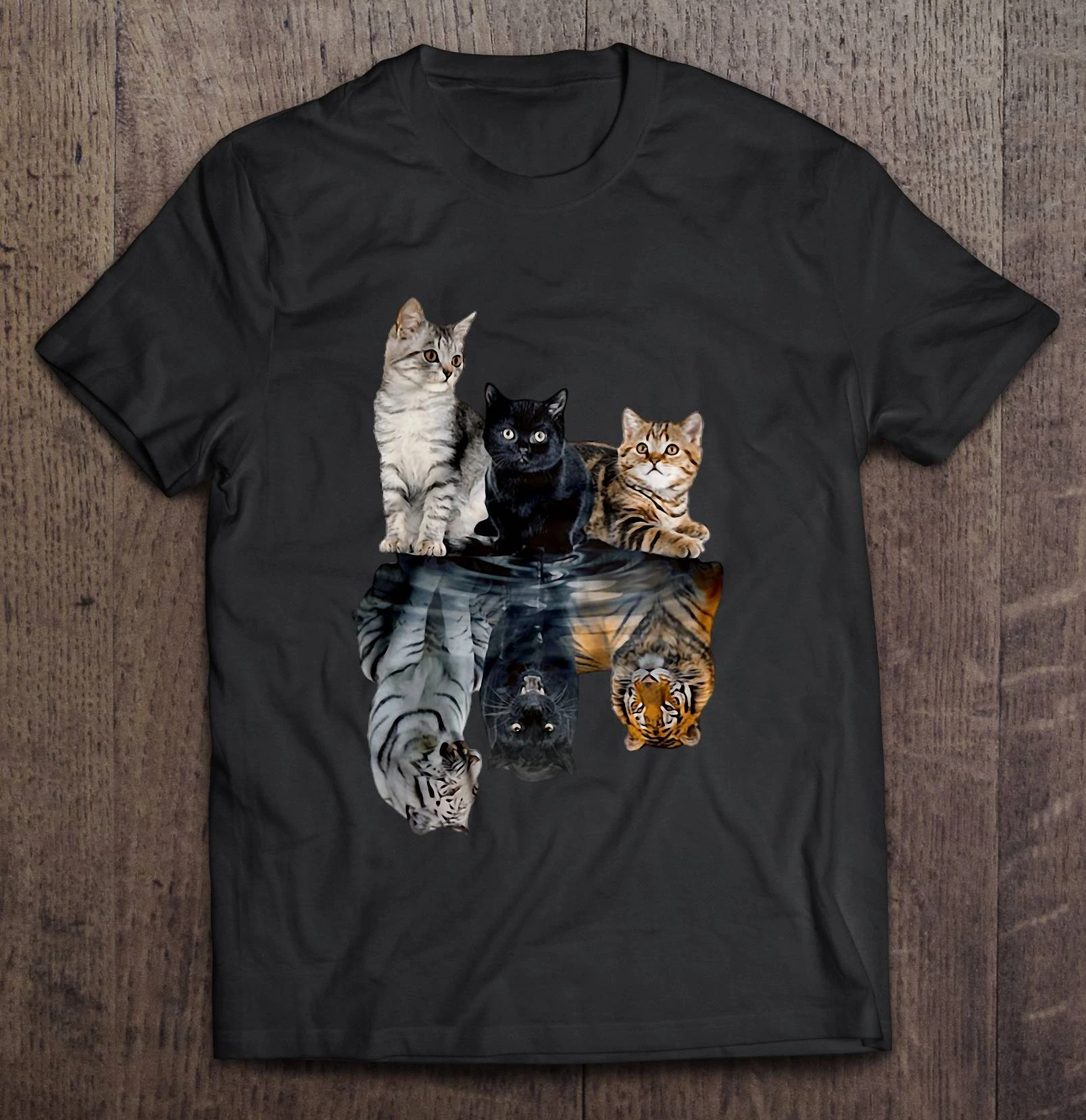 Мужская забавная футболка модная с котами отражающими тиграми женская