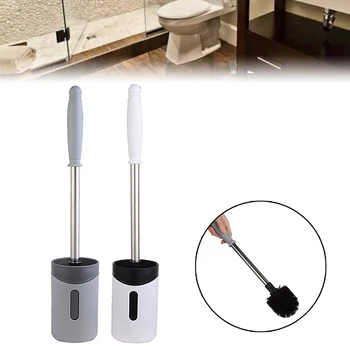 

Silicone Toilet Brush With Holder Set Plastic Toilet Bowl Brush Wall-mounted or Floor-Standing Bathroom Accessories