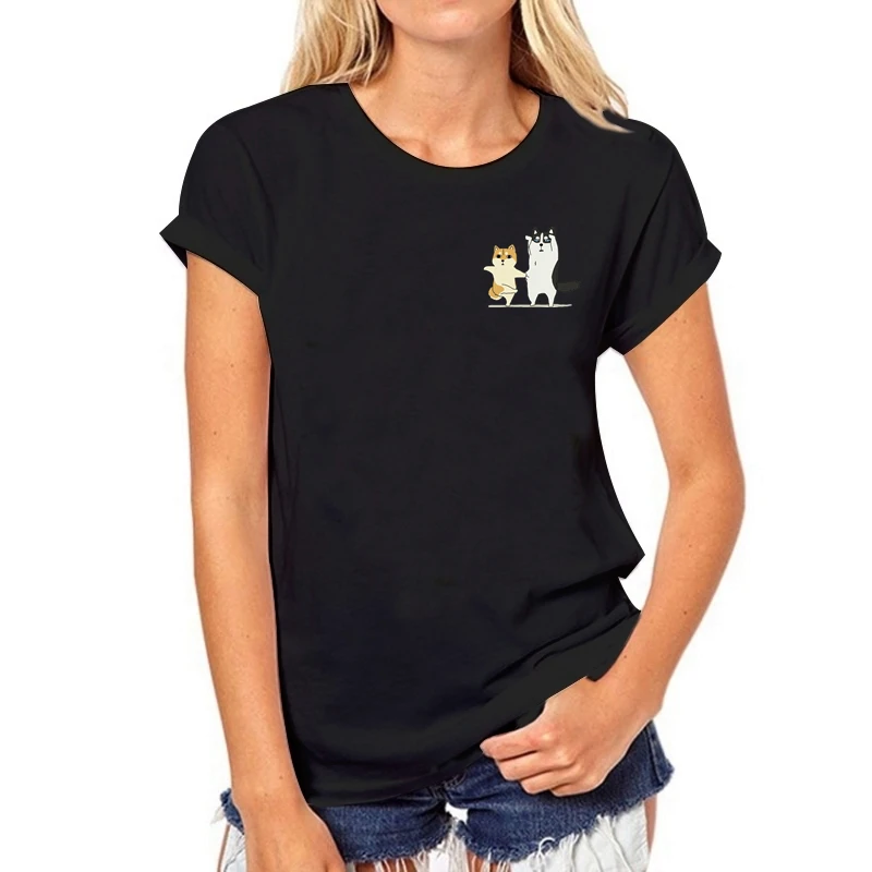 Новинка, летние футболки, женские футболки, женские топы для девочек, футболки, облегающие Женские футболки с фламинго и надписью, белые, черные, с коротким рукавом - Цвет: x-HSQ-black