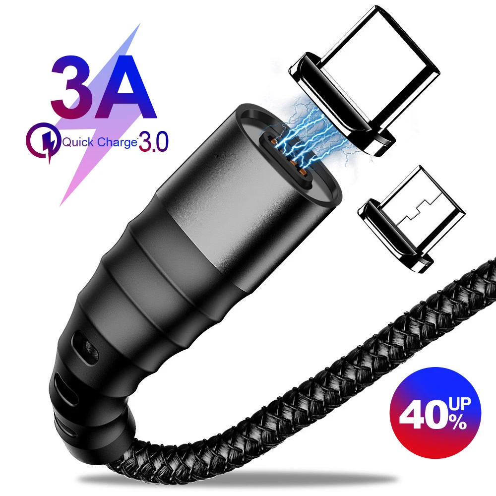 

Magnetic Cable Micro USB Type C Cabo For Huawei Xiaomi Cable USB C 1M 2M 3A Fast Charging Wire Type-C Magnet Charger Phone Cord