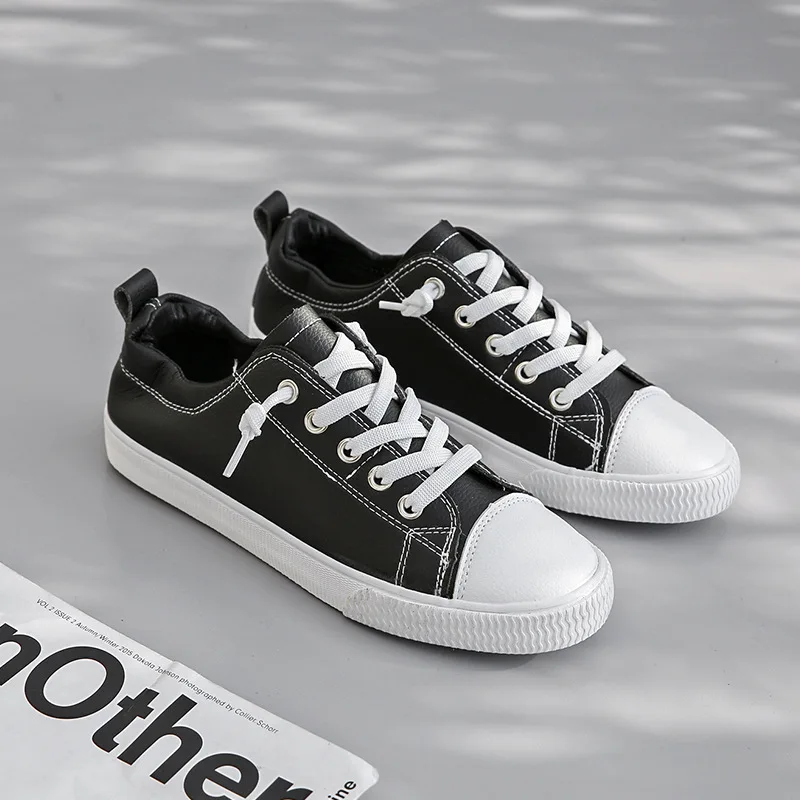 

2019 Women Sneakers Fashion Breathble Vulcanized Shoes Women Pu leather Platform Shoes Women Lace up Casual Shoes White Z2-13