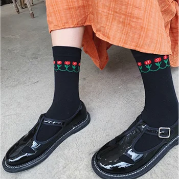 

Jeseca Flower Print Japanese Kawaii Girls Cute Sweet Sock Korean Fashion Women Socks Harajuku Vintage Streetwear Crew Sock Gifts
