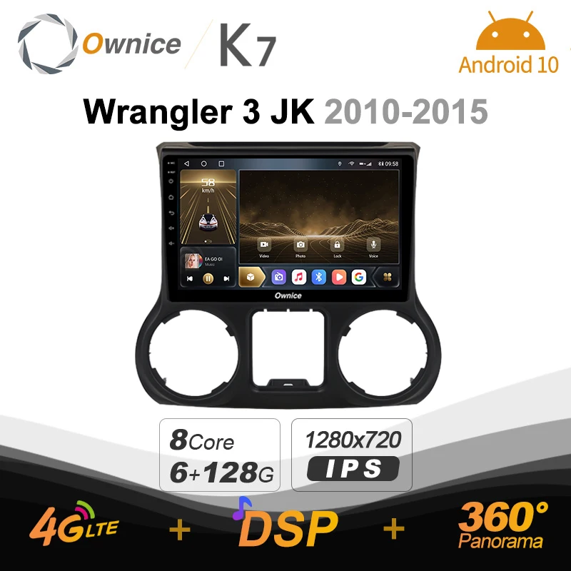 Автомобильное мультимедийное радио Ownice K7 Android 10 0 для Jeep Wrangler 3 JK 2010 2012 2015 2016 2017 6G +