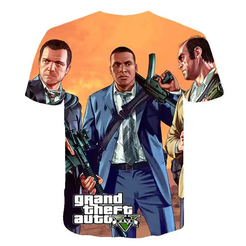 Grand Theft Auto Game GTA 5/Одежда для мальчиков летние футболки с 3D принтом крутая детская