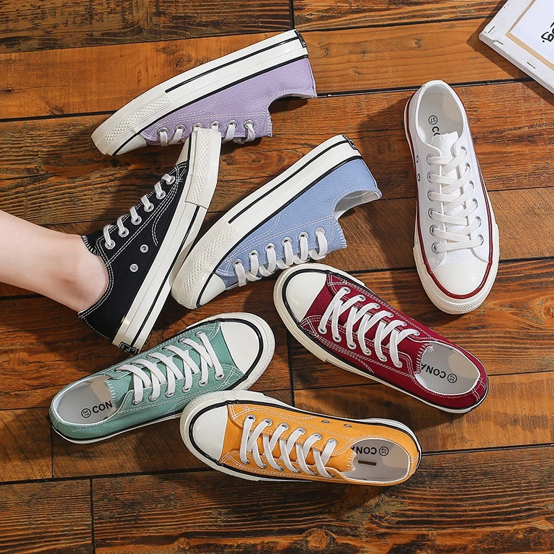 Zapatos de lona clásicos para mujer, zapatillas de skateboard versátiles, réplica de zapatos planos, vulcanizados - AliExpress