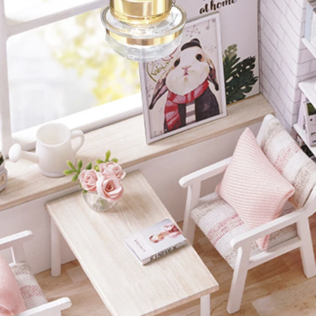 1/12 Scale Dollhouse Furniture Ceiling Lamp LED Lights, Doll House Bedroom Living Room Decor 6