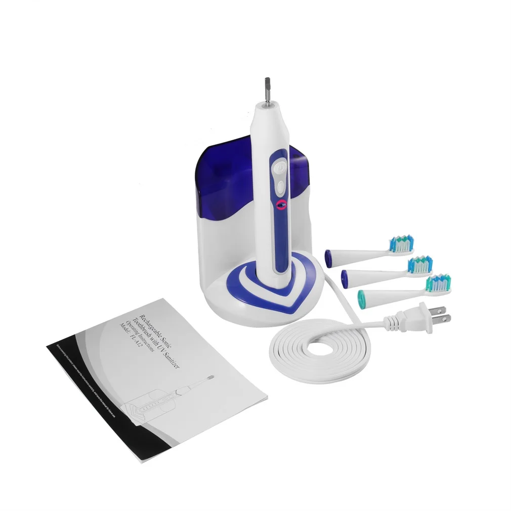 

Sonic Electric Toothbrush with UV Sanitizer Cordless Rechargeable Deep Clean 3 Brush Heads 5 Brushing Modes Waterproof