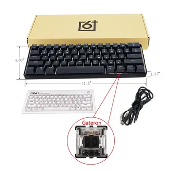 

RGB LED Backlit Wired Mechanical Keyboard,Portable Compact Waterproof Mini Gaming Keyboard 61 Keys Gateron Switchs for PC Mac 39