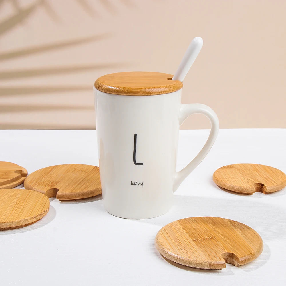 Natural Wood Lid With Spoon Hole Wooden Lids Mason Jar Cap Can Mug Cover Seasoning Bottle Home Kitchen Supplies Various Sizes for wooden jar lids