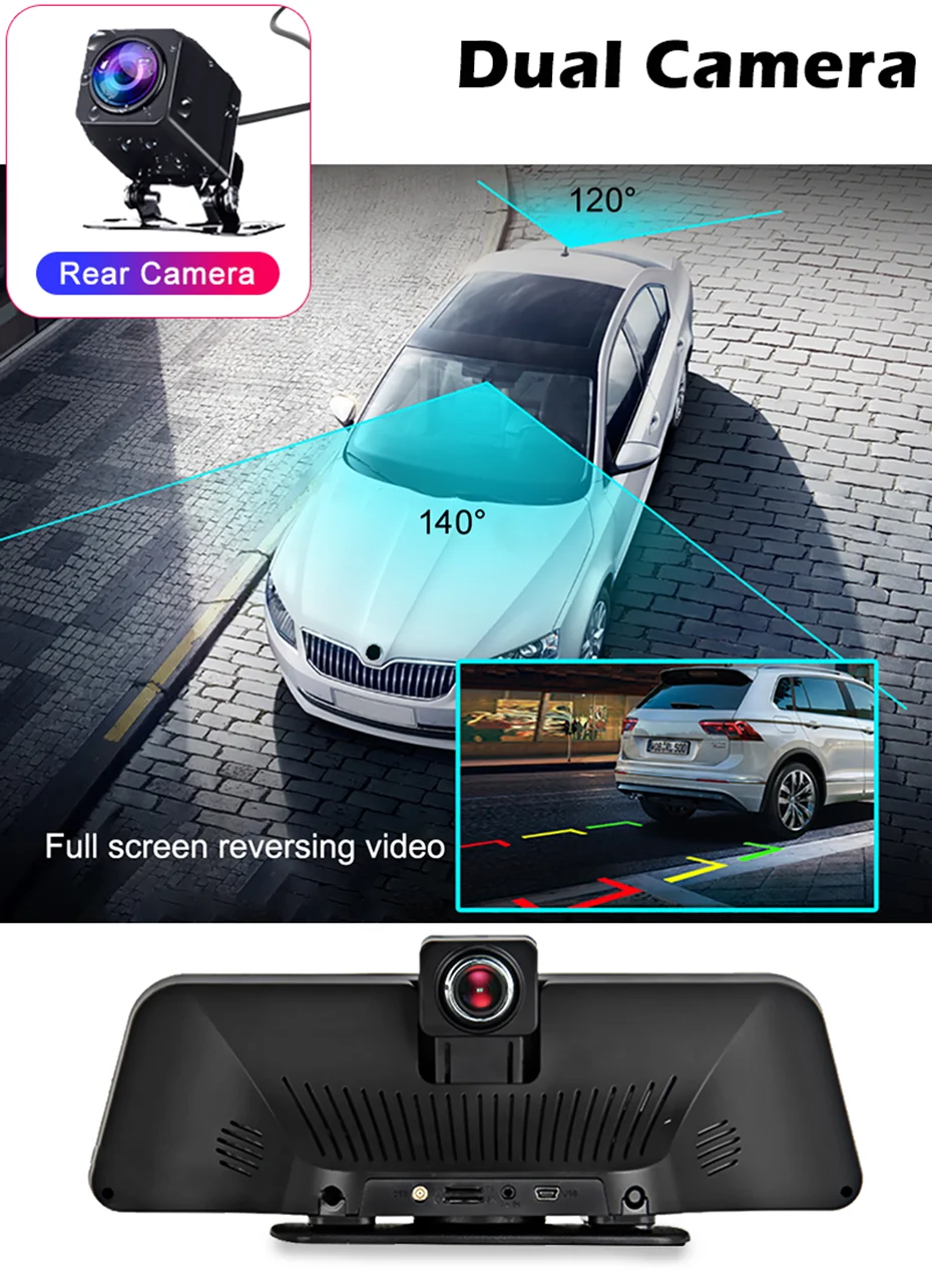 Bluavido на Android с поддержкой 4G DVR 10 дюймов Экран Автомобильный видео Камера GPS