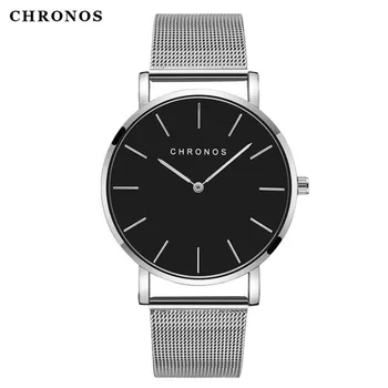 

Fashion Simple Thin Quartz Watch Men Two Hands Waterproof Mesh Belt Male Clock Business CHRONOS Brand Wrist Watch Montre Homme