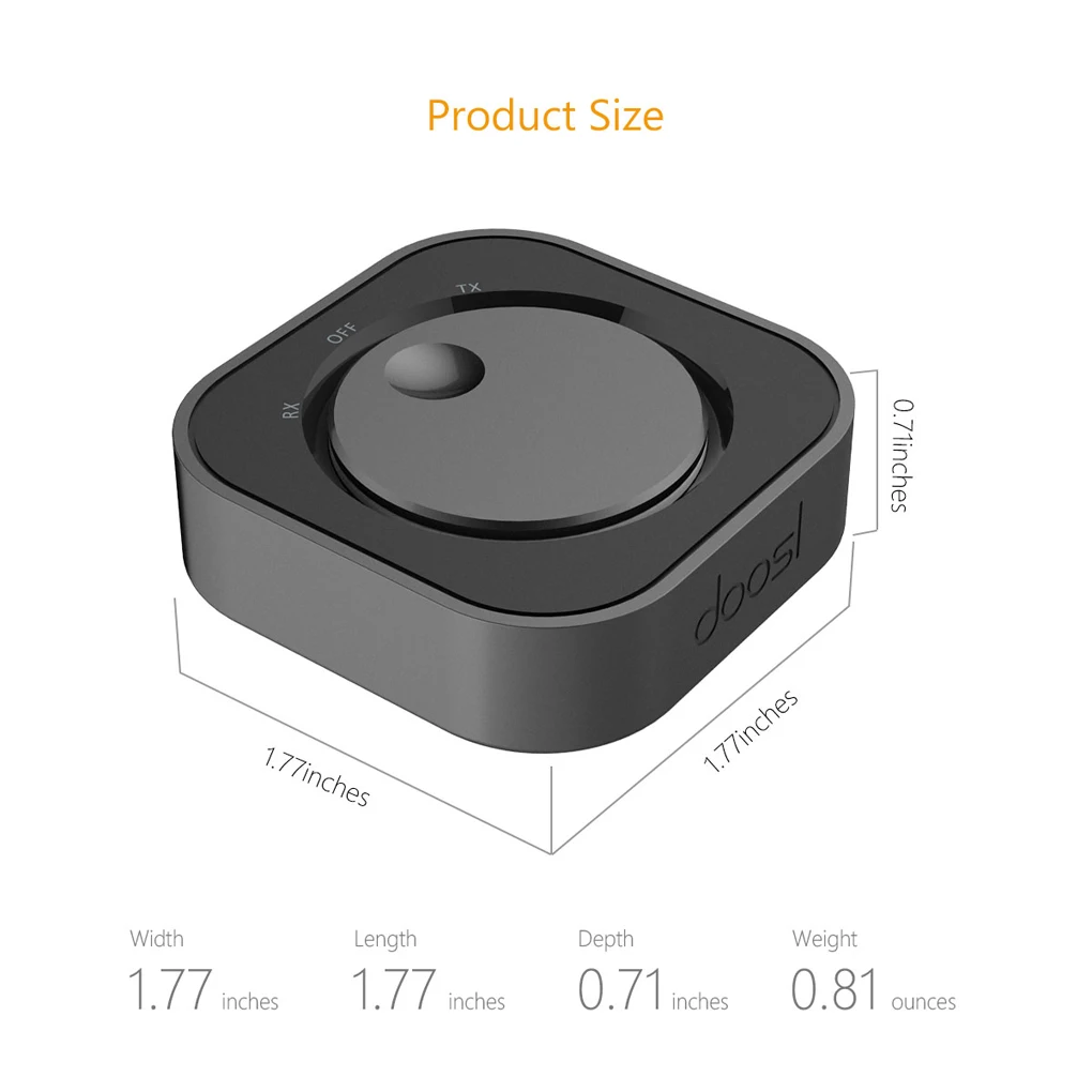 Универсальный Doosl Bluetooth 4,1 передатчик и приемник беспроводной Wi-Fi 3,5 мм стерео выход для ТВ-гарнитура ПК динамик