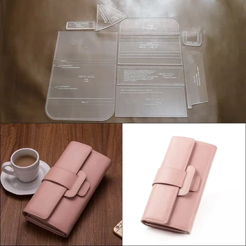

DIY Ladies Fashion Long Wallet Making Template Hand Bag Clear Acrylic Patterns Handmade Leather Craftwork Drawing Mould Tools