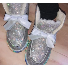 Rimocy/роскошные женские зимние ботинки с шерстяными кристаллами; цвет золотистый, Серебристый; коллекция года; зимние плотные теплые длинные плюшевые ботильоны на платформе; женские ботинки