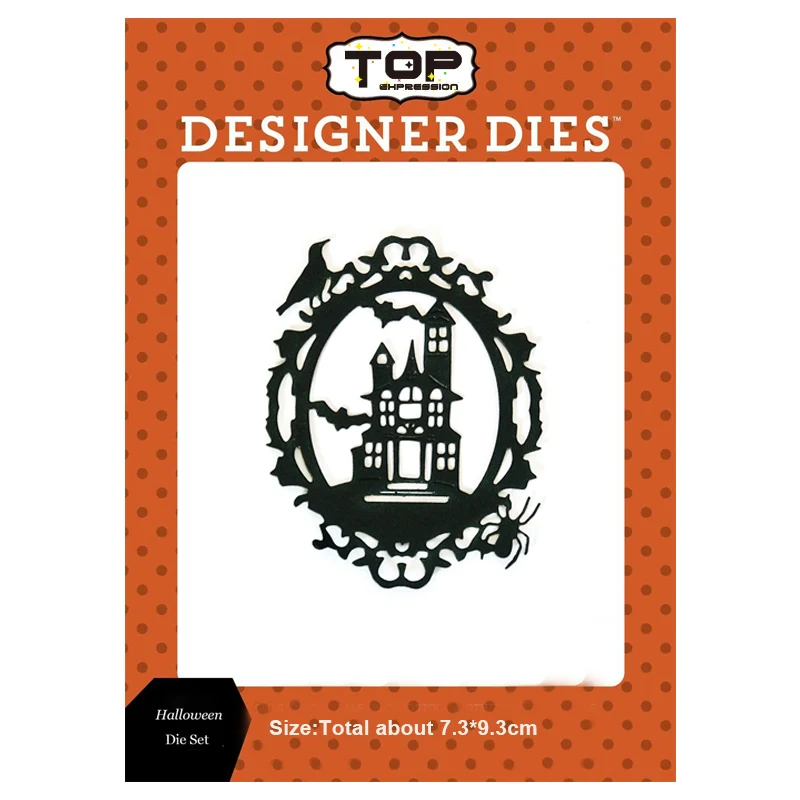 

7.3*9.3cm Spooky Manor castle Dies Happy Halloween Metal Cutting Dies New Scrapbooking frame Die Cut for DIY Paper Cards making