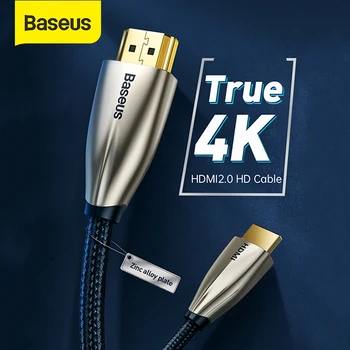 

Baseus HDMI Cable Video Cables Zinc Alloy 4K HDMI to HDMI 2.0 Cable Cord for HDTV Splitter Monitor 4K Splitter Switch Box 60Hz