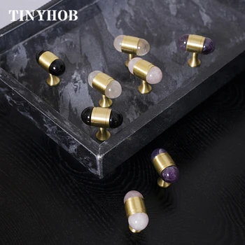 

4 color /Natural crystal + brass Knobs wine cabinet Knob/ Dresser pink Knobs Drawer Pulls Kitchen Furniture Hardware