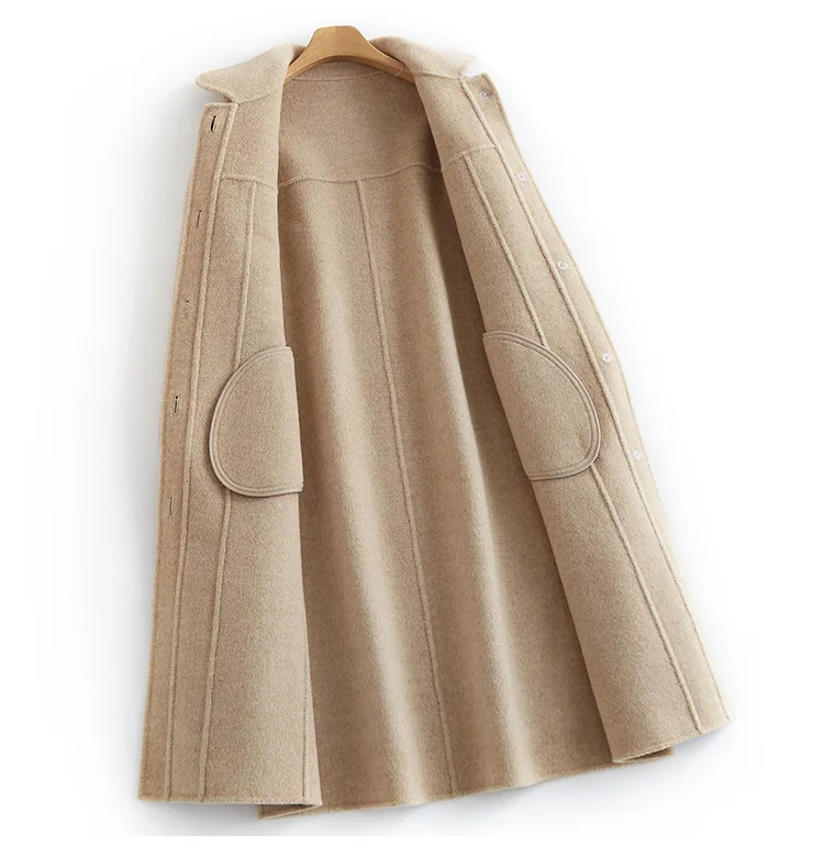 

Wool Real Coat Female Alpaca Jacket 2020 Autumn Winter Jacket Women Double Side Woolen Coats Korean Long Jackets MY4128 en s s