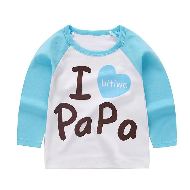 Новая Осенняя детская одежда, футболка с длинными рукавами для маленьких мальчиков, хлопковая детская одежда с буквенным принтом для маленьких девочек - Цвет: P4