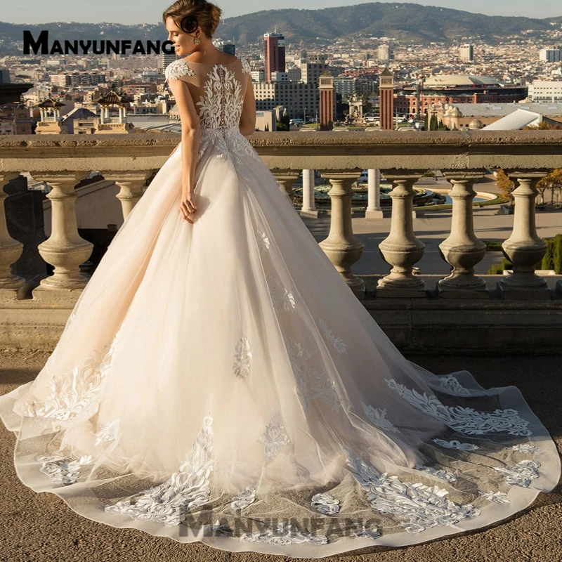 Свадебное платье с короткими цельнокроеными рукавами Vestito Sposa вышивка кружева богемные Роскошные Кристалы для свадебного платья камни пуговицы пикантное свадебное платье