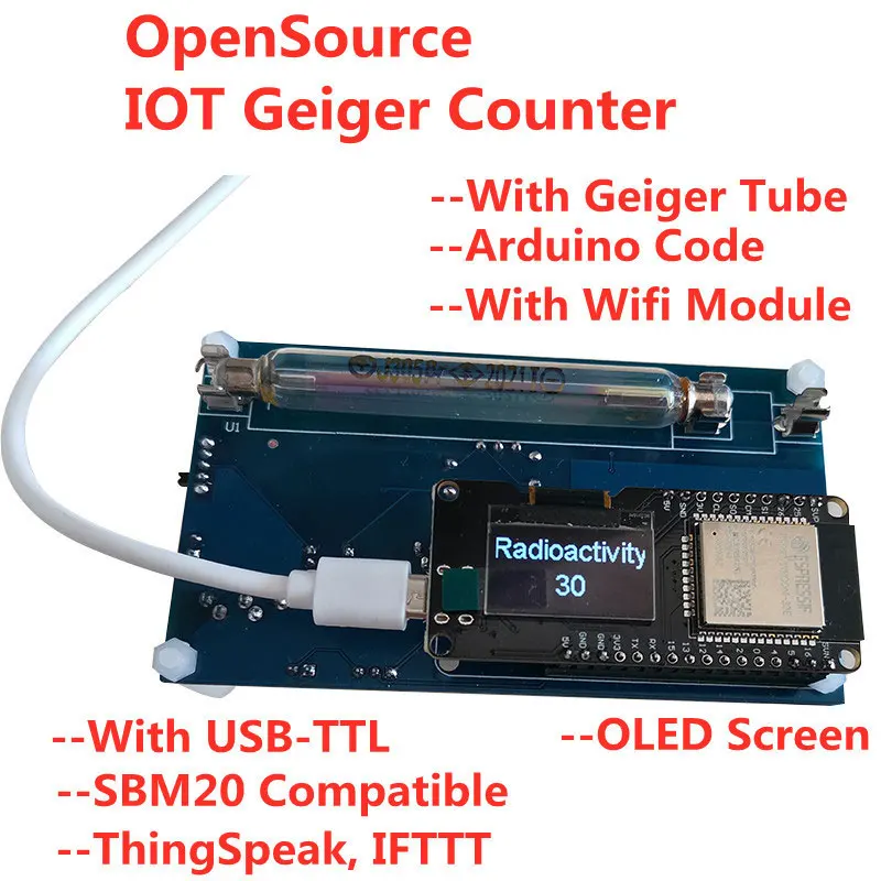 

IOT-GM-v1.1 IOT Open-source Geiger Counter OLED Nuclear Radiation Detector Set Marble-tile Tester Iodine 131 Radiation Monitor