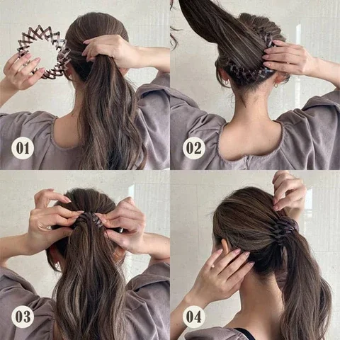 Fashion Women Crystal Hair Claw Horsetail Buckle Clip Bird Nest Expanding Accessories Female Ponytail Headwear