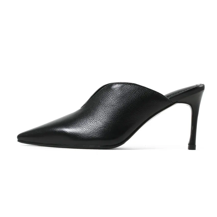 BEST OFFER ENMAYER Pointed Toe SlipOn Genuine Leather High Heels Party