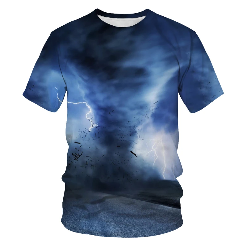 

Men's T-shirt Hip Hop Street S Harajuku Clothing Shooting Landscape Pattern 3D Printing Fashion Loose Men's Round Neck T-shirt