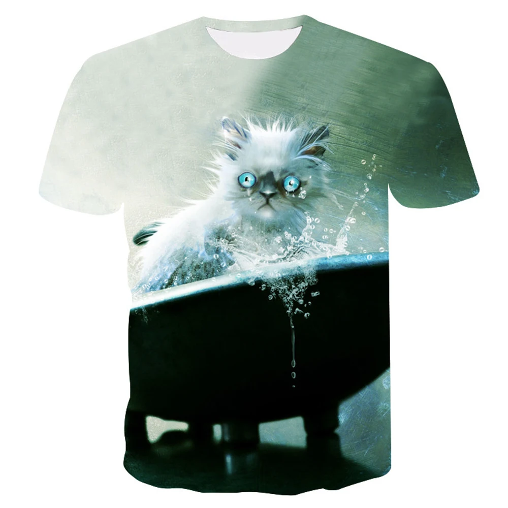 2021 Fashion New Cool T-shirt Men/Women 3D Tshirt Print Two Cat Short Sleeve Summer Tops Tees Men's T Shirt Children's T-Shirt Product H117d02b87e9b4b8d91c9de34044e1038r