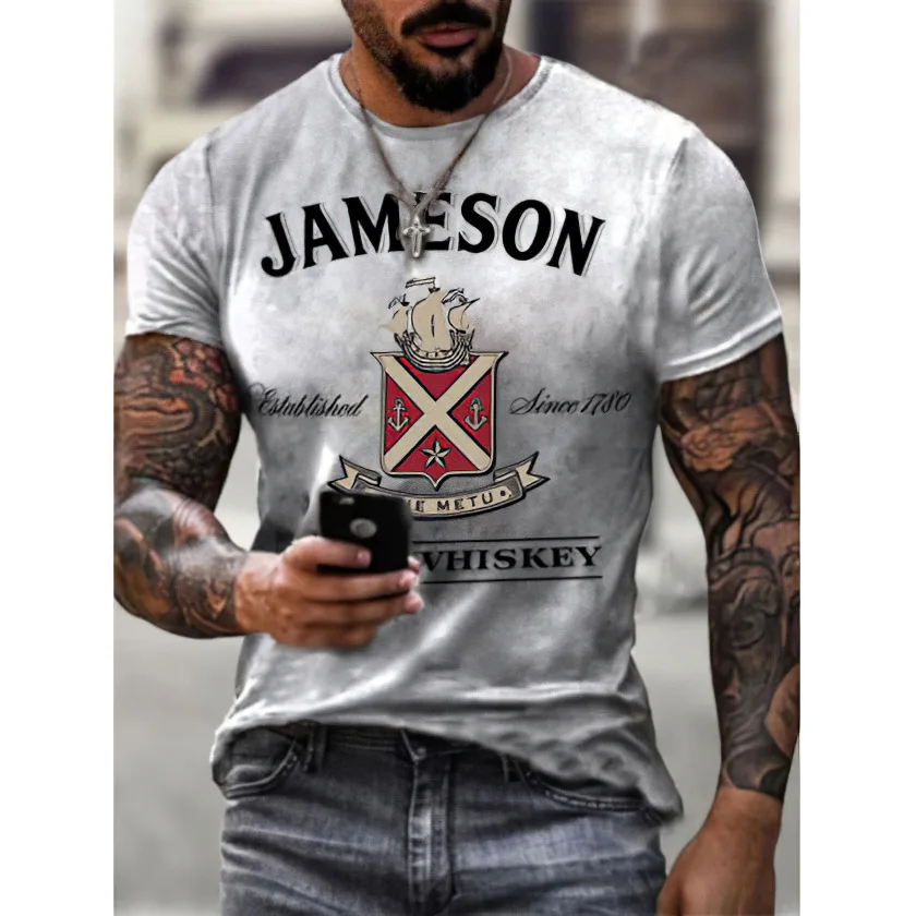American Oversized T-shirt 3d Printing Men's Retro Summer New Style Street Short-sleeved Clothes Fashion Street Loose Top S-6xl