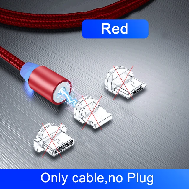 OKZ 2M Magnetic Cable Micro USB Type C Charger For Android Phones Fast Charging Magnet Charge Cord For iPhone 12 11 Pro XS Max Only Cable Red