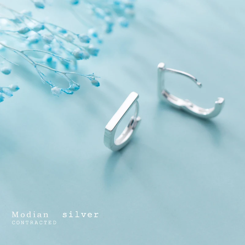 MODIAN Authentic 925 Sterling Silver Simple Geometirc Hoop Earring for Women Anti-Allergy Earring Party Gift Fine Jewelry