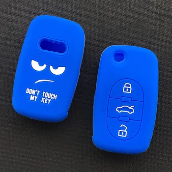 

3button silicone Car Key Case shell for Audi A2 A3 A4 A6 A8 TT key Accessories with dont touch my key
