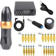 Комплект татуировки моторная ручка машина поставка набор ИГЛЫ Перманентный макияж