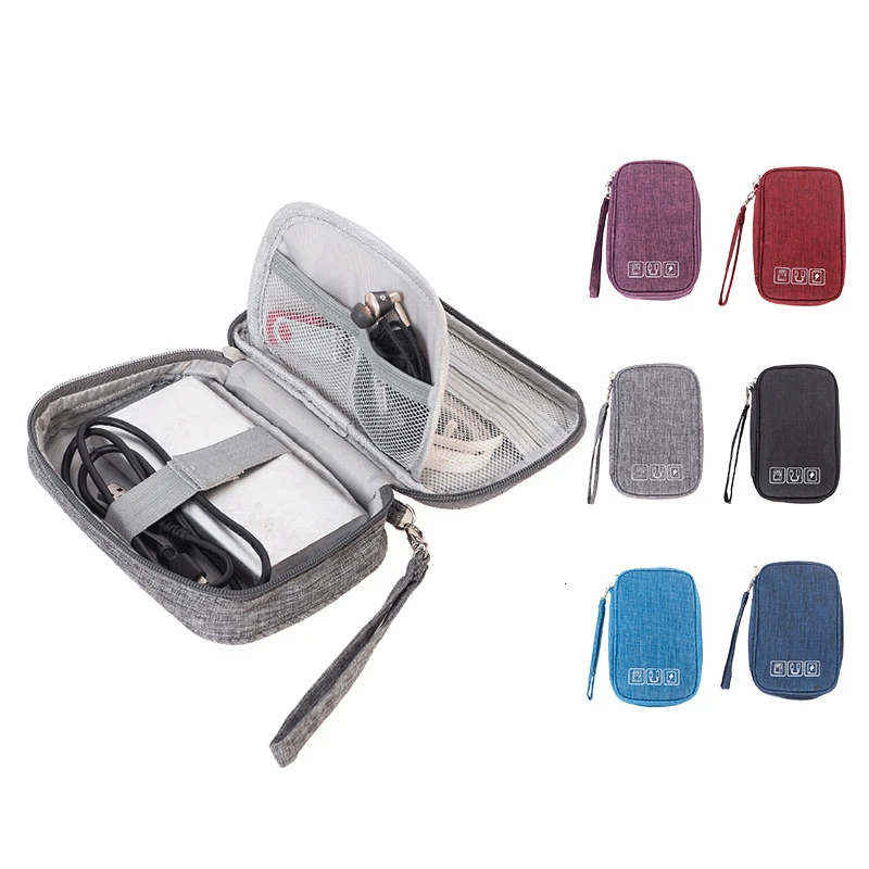 Headphone storage bag mini zipper headphone case mobile phone data cable charger box portable travel | Дом и сад