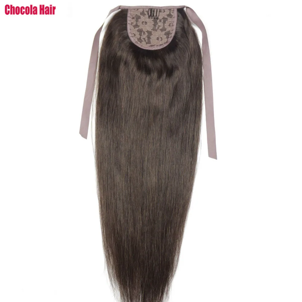 

Chocola 16"-28" 100g Brazilian Machine Made Remy Hair Ribbon Ponytail Clip In 100% Human Hair Extensions Horsetail Stragiht