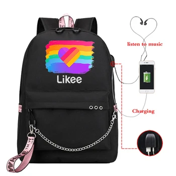 

Likee Backpack USB Charging LIKEE Video App Laptop Backpack School Bag for Teenage boys Girls 2020 Russian Styles Zipper Bookbag