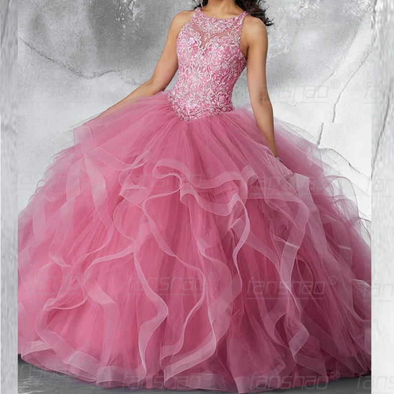 

Faoshao wd397 бальные платья Quinceanera Slilver аппликация бисером блестками Многоярусное платье без рукавов с глубоким вырезом на шнуровке