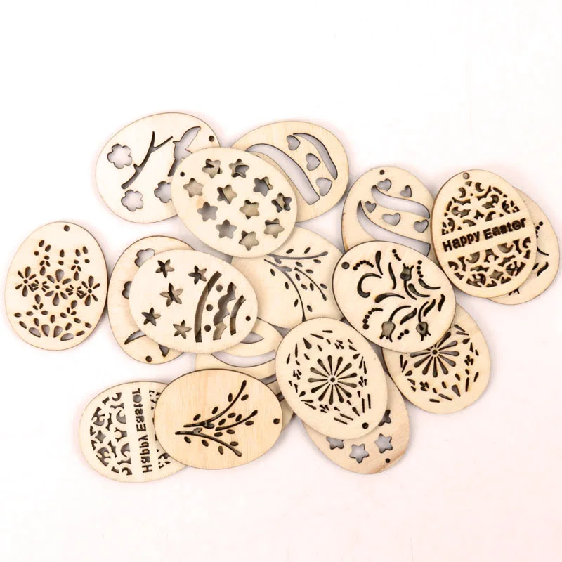 Wooden-Mix-Easter-Egg-Pattern-Painting-pendant-Scrapbooking-Craft-Handmade-Home-Drop-Hanging-Decoration-DIY-40mm