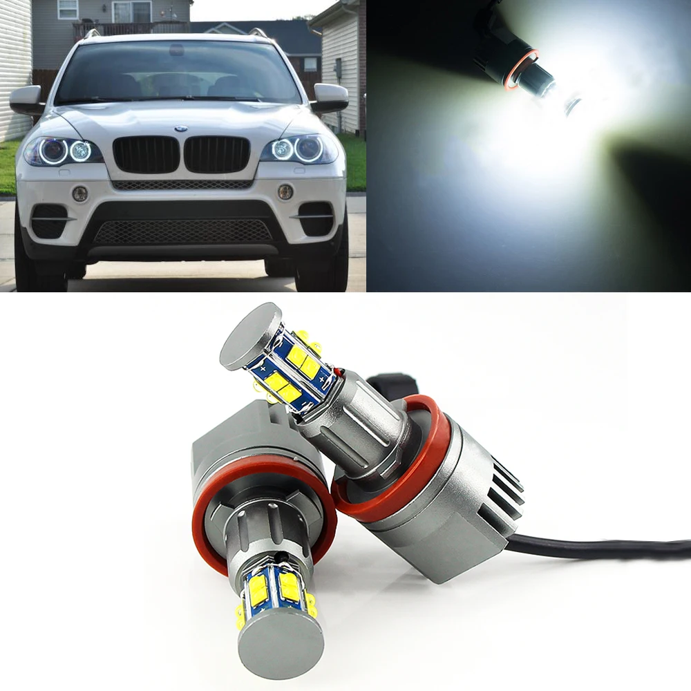 2pcs White High Power 120W LED Angel Eye Halo Rings Light Replacement