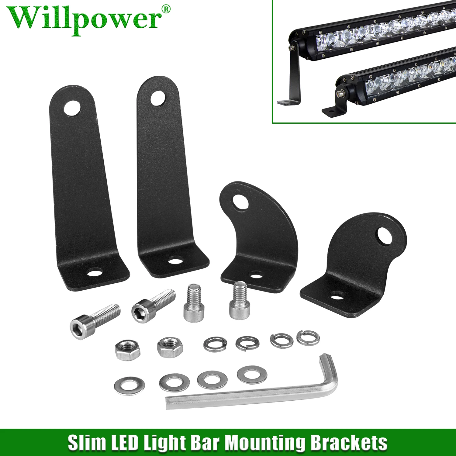 UniversalSlimLightbarSideMountingBracketsThinLEDWorkLightBar