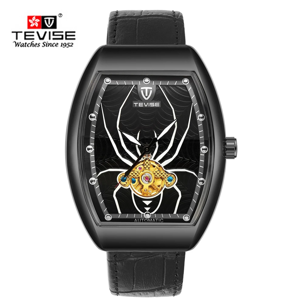 TEVISE Автоматические Мужские механические часы Spider Tourbillon Роскошные Золотые спортивные деловые военные мужские часы Relogio Masculino