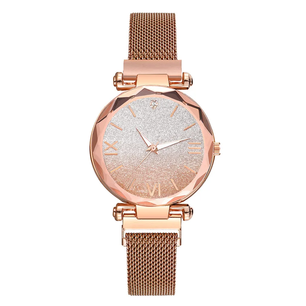 Женские наручные часы montre femme reloj mujer, женские градиентные Звездные часы с магнитной пряжкой, часы с римскими цифрами, кварцевые повседневные женские часы