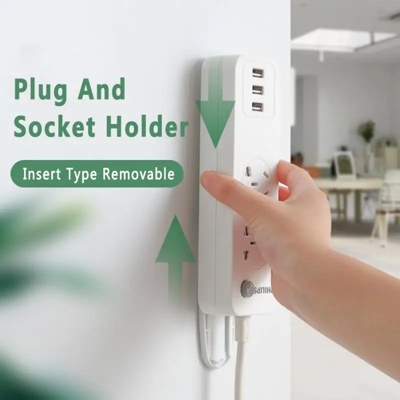 Seamless Punch-free Plug Sticker Holder Wall Self-adhesive Power Board Router Bracket Socket Storage Hanger Gadget | Дом и сад