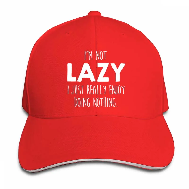 Im Not Lazy, мне просто очень нравится делать ничего смешного, Красный Размер, большая бейсболка для мужчин и женщин, Кепка-Дальнобойщик, модная Регулируемая Кепка - Цвет: 2-Red