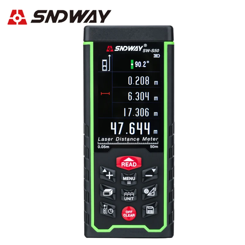 SNDWAY цветной ЖК лазерный дальномер 120 м 100 80 70 50 Быстрое измерение регулируемые