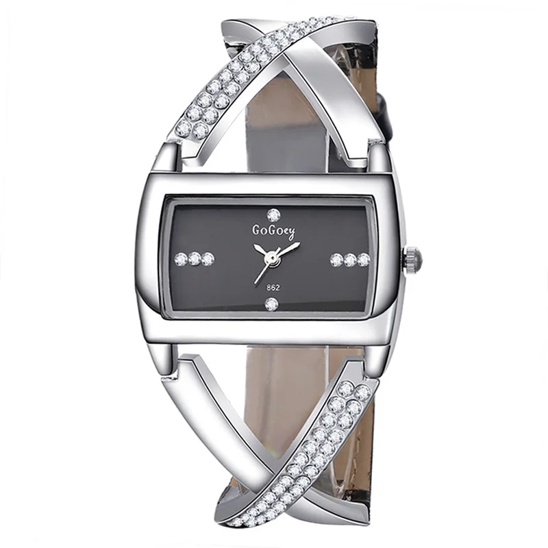 

Luxury Brand Gogoey Women Watches Unique Fashion Designer Rectangular Dial Crystal Quartz Watches uhr damen horloge dames