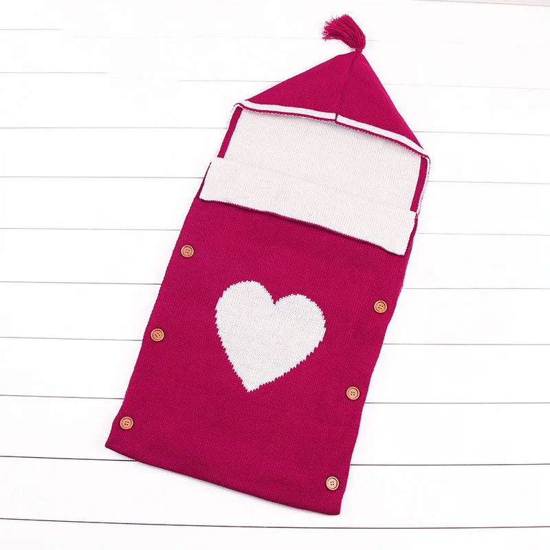 MOTOHOOD  knitted Baby Sleeping Bags Winter For Stroller Cute Heart Envelopes baby slaapzak Newborn Baby Sleep Sack (12)